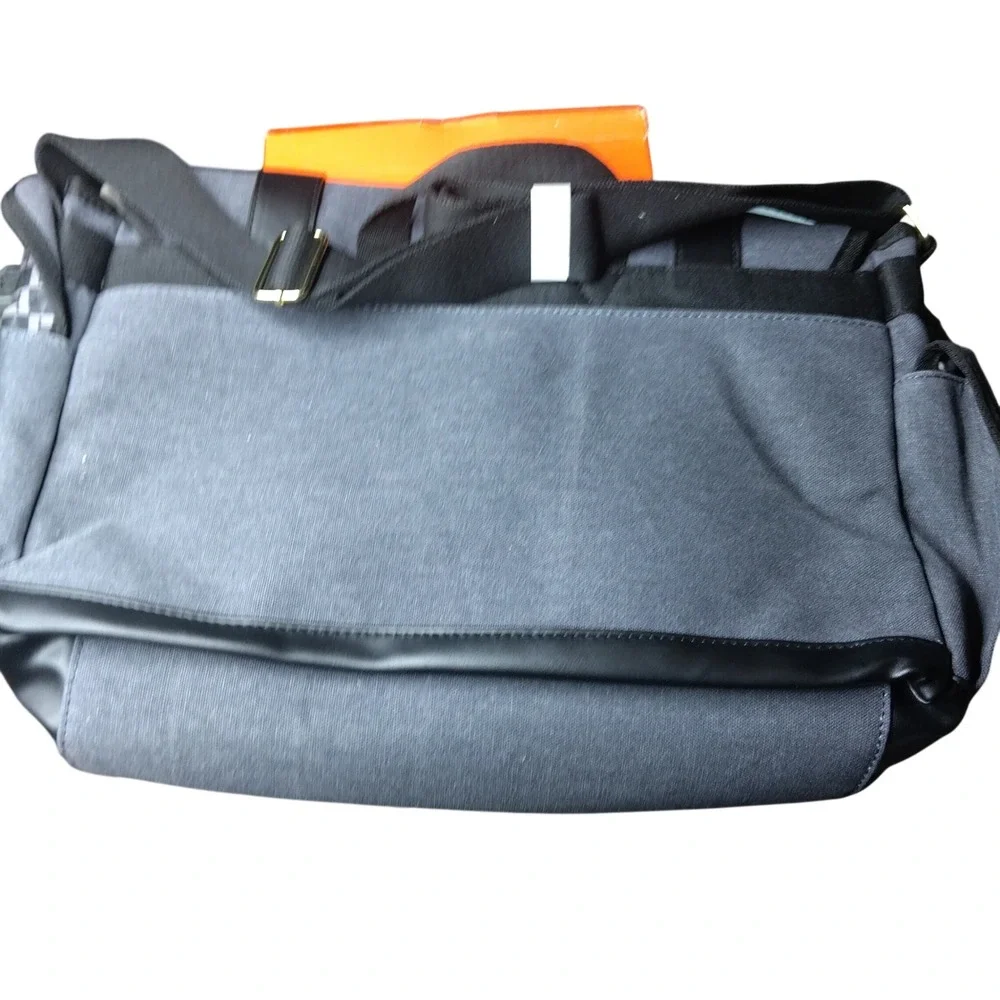 London Fog 100th Anniversary Canvas Messenger Bag Denim Blue LFF23901-DENM-C